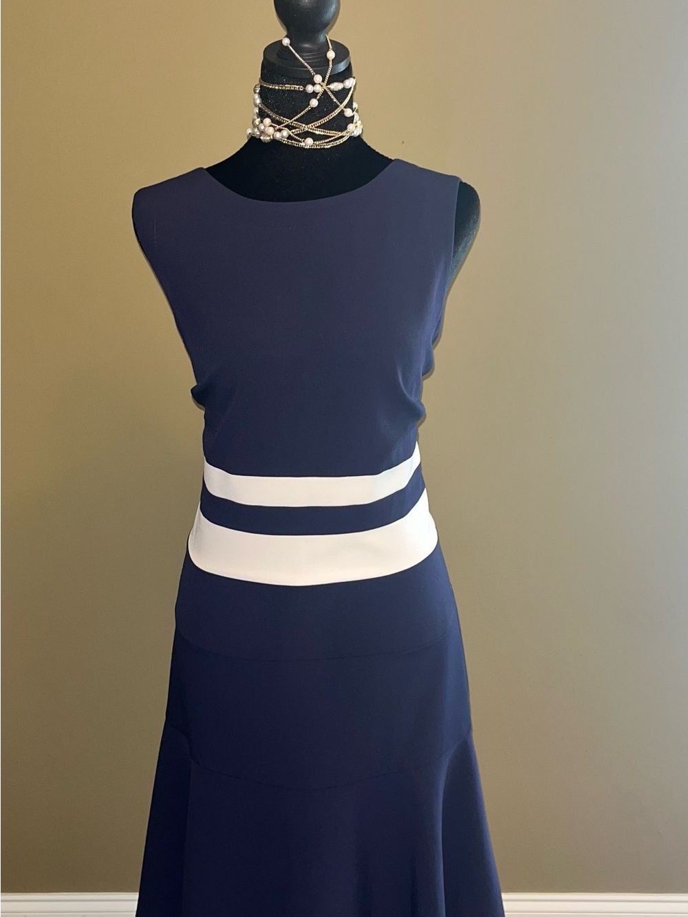 Ralph Lauren Navy Dress with White Waist Stripes